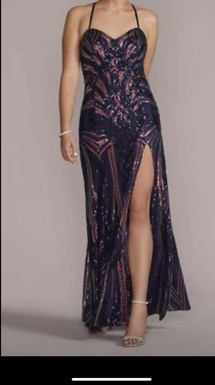Jules & Cleo D24NY22019 NAV Navy Multi Sequin Formal Dress Size 8